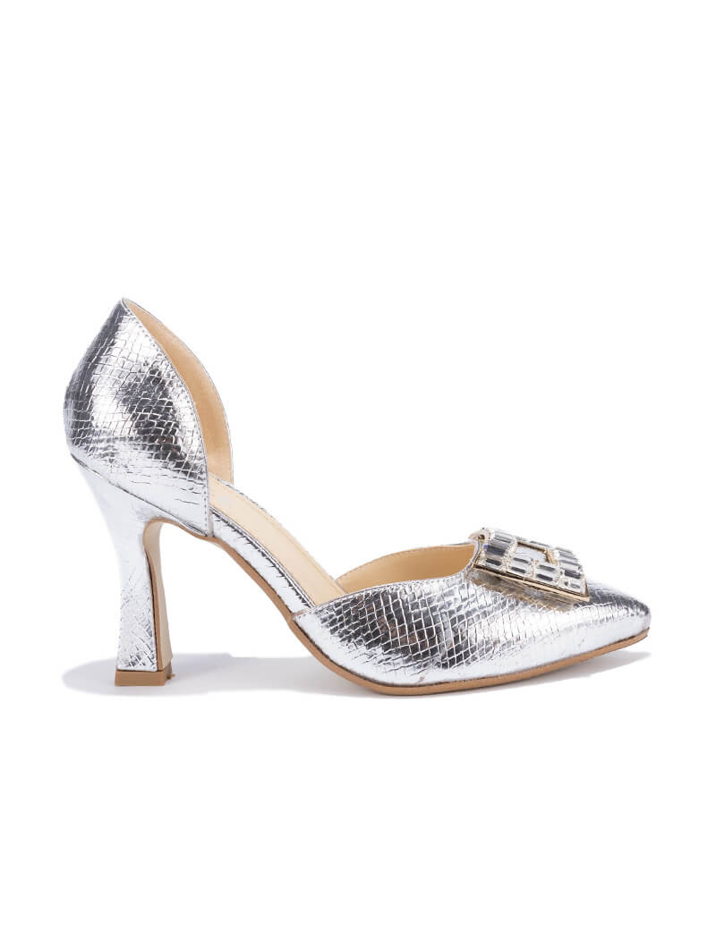 Escarpins à boucle en croco